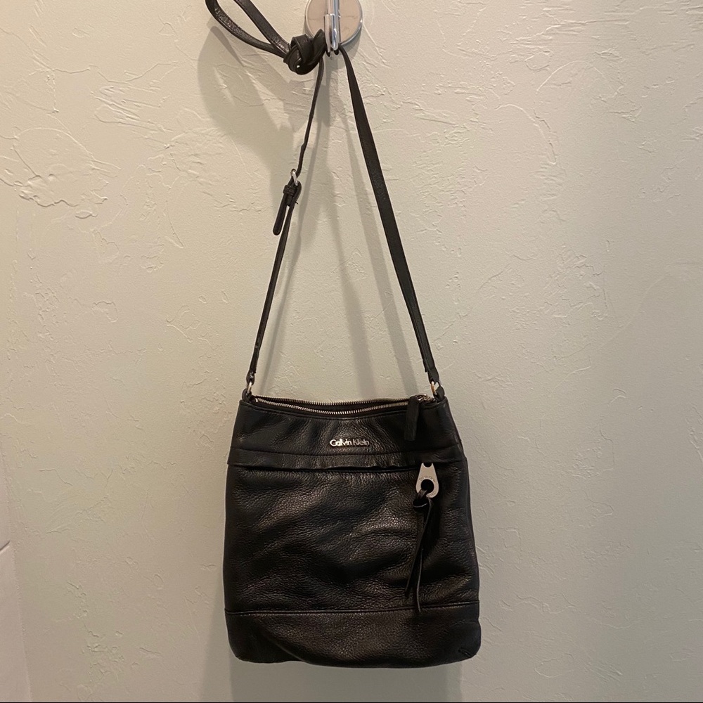 Calvin Klein black leather crossbody
